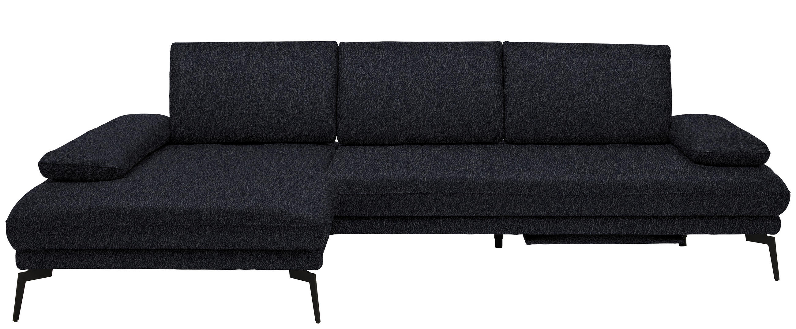 ECKSOFA in Echtleder Schwarz  - Schwarz, Design, Leder/Metall (187/273cm) - Celina Home