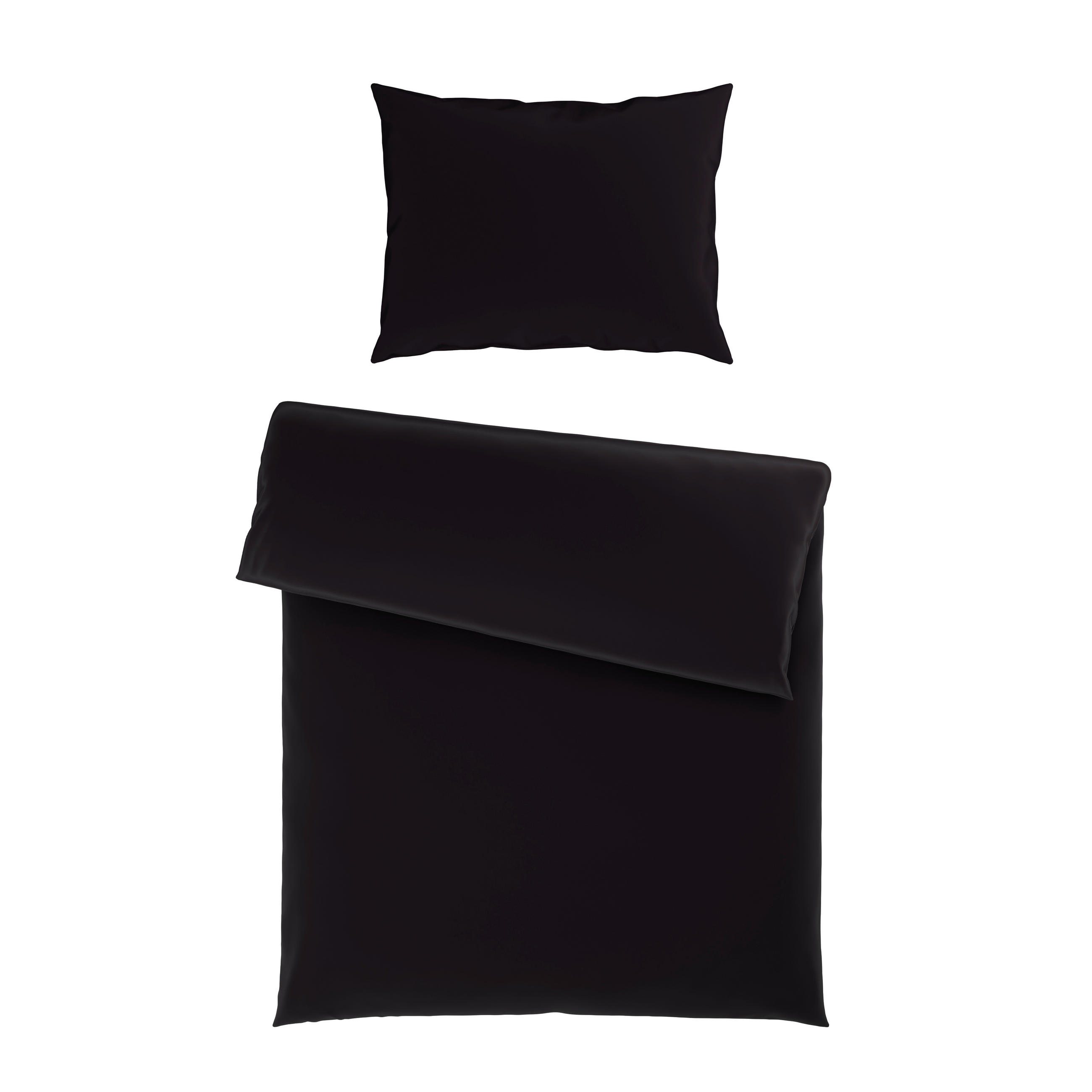 BETTWÄSCHESET TANJA Satin 160/210 cm  65 cm/100 cm  - Schwarz, Basics, Textil (160/210cm) - Novel