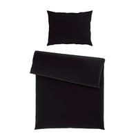 BETTWÄSCHESET TANJA Satin 160/210 cm  65 cm/100 cm  - Schwarz, Basics, Textil (160/210cm) - Novel