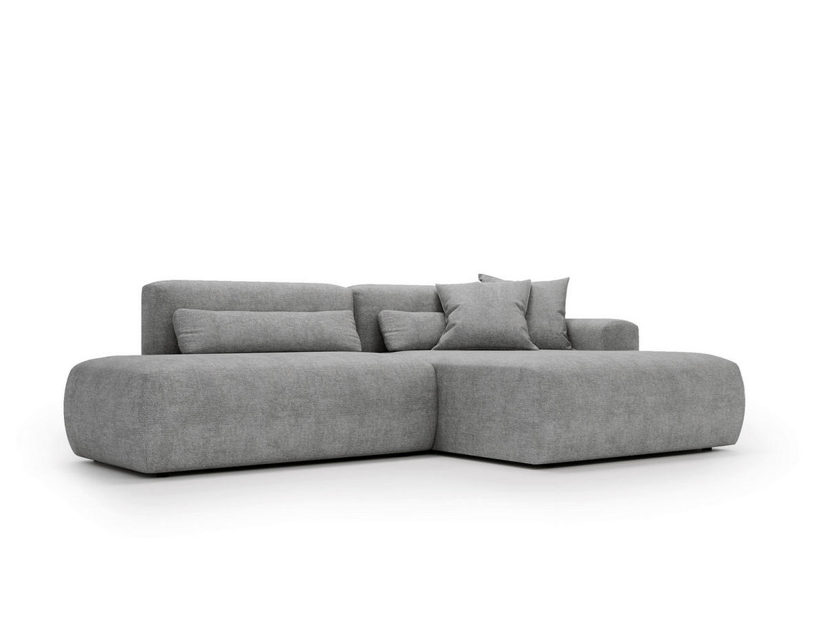 ECKSOFA REVE in Chenille Hellgrau  284/160 cm  - Hellgrau/Schwarz, Design, Kunststoff/Textil (284/160cm) - Livetastic