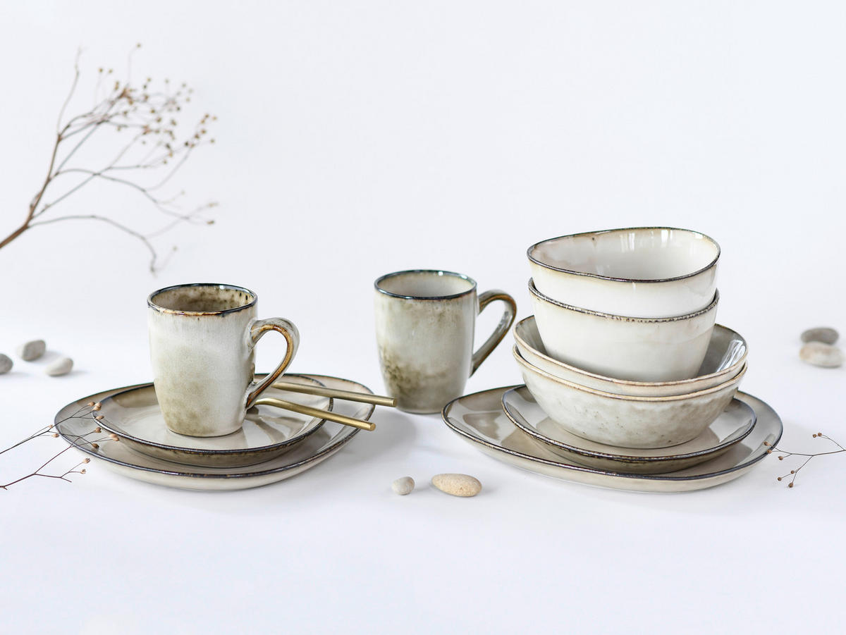 KOMPLETT SERVIS 10 delar  - sandfärgad, Trend, keramik (34/29,5/36cm) - Creatable