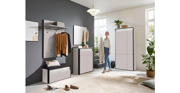 GARDEROBE 5-teilig in 266/200/38 cm - Beige/Schwarz, KONVENTIONELL, Glas/Holzwerkstoff (266/200/38cm) - Voleo