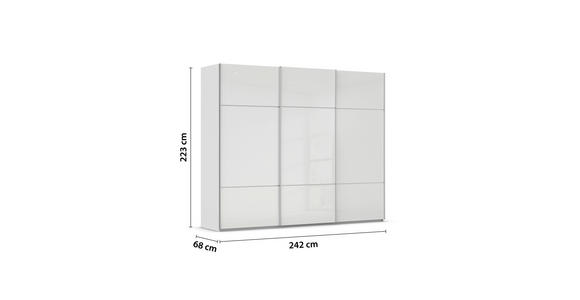 SCHWEBETÜRENSCHRANK  in Grau, Weiß  - Alufarben/Weiß, KONVENTIONELL, Glas/Holzwerkstoff (242/223/68cm) - Novel