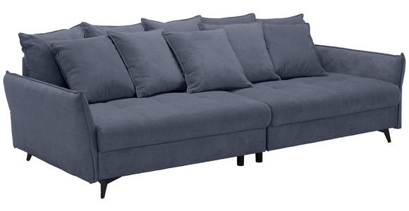 BIGSOFA  in Webstoff Blau  - Blau/Schwarz, KONVENTIONELL, Textil/Metall (282/94/127cm) - Ambia Home