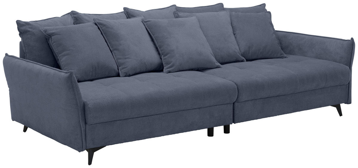 BIGSOFA Webstoff Blau  - Blau/Schwarz, KONVENTIONELL, Textil/Metall (282/94/127cm) - Ambia Home