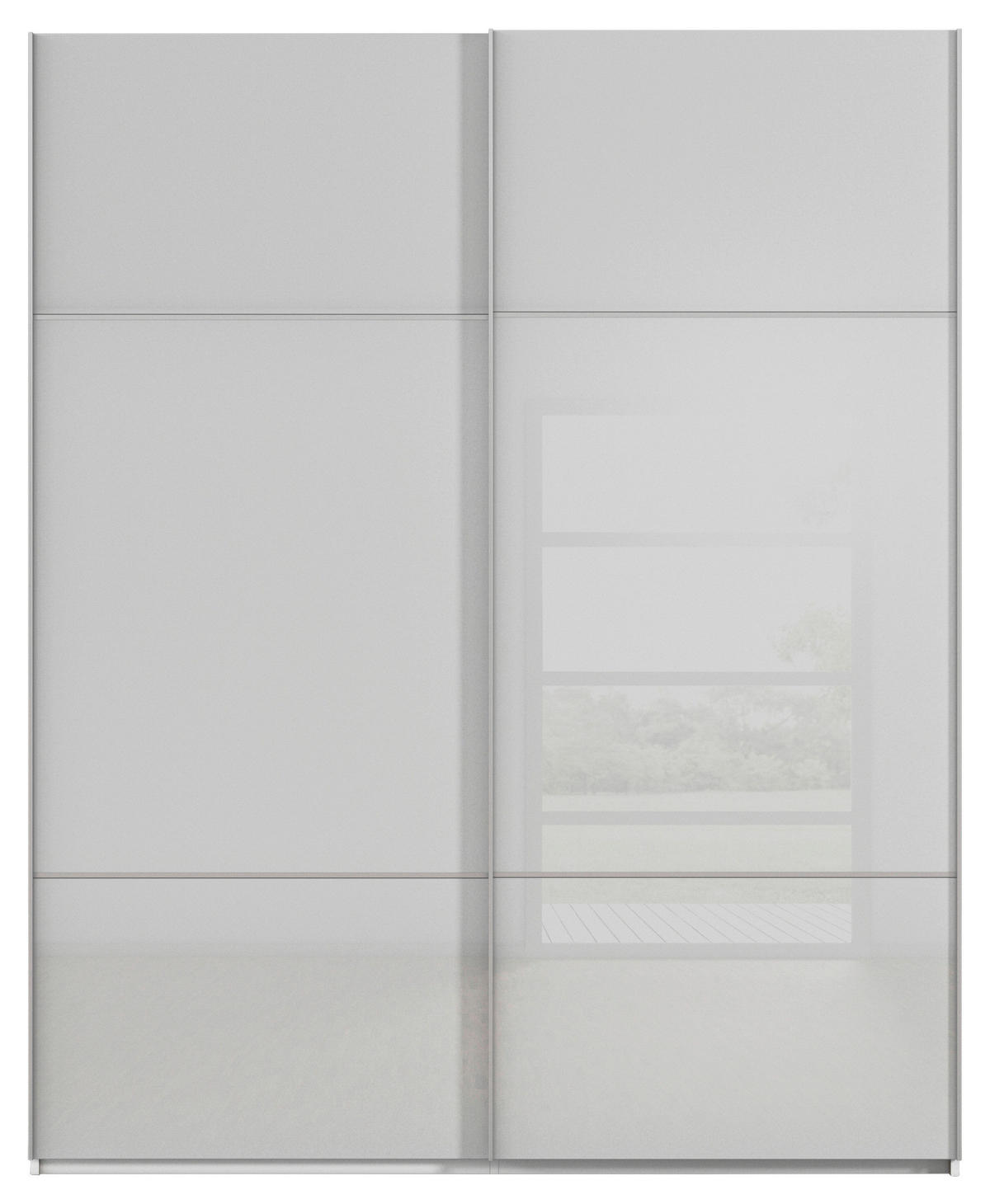SCHWEBETÜRENSCHRANK  in Grau, Weiß  - Alufarben/Weiß, KONVENTIONELL, Glas/Holzwerkstoff (162/223/68cm) - Novel