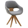 ARMLEHNSTUHL  Stoffauswahl, Sitzfläche 360° drehbar Flachgewebe  - Eichefarben/Grau, Natur, Holz/Textil (60/91/60cm) - Valnatura