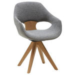 ARMLEHNSTUHL  Stoffauswahl, Sitzfläche 360° drehbar Flachgewebe  - Eichefarben/Grau, Natur, Holz/Textil (60/91/60cm) - Valnatura