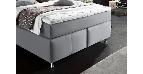 BOXSPRINGBETT 140/200 cm  in Hellgrau  - Hellgrau/Alufarben, KONVENTIONELL, Textil/Metall (140/200cm) - Dieter Knoll