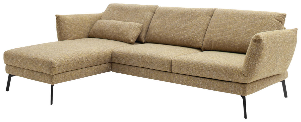 ECKSOFA Gelb Flachgewebe  - Gelb/Schwarz, Design, Textil/Metall (175/277cm) - Schöner Wohnen