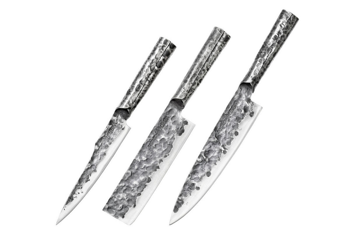 SET NOŽEVA      3-dijelni  meteora  - boje oplemenjenog čelika, Basics, metal (34/5/2.5cm) - Samura