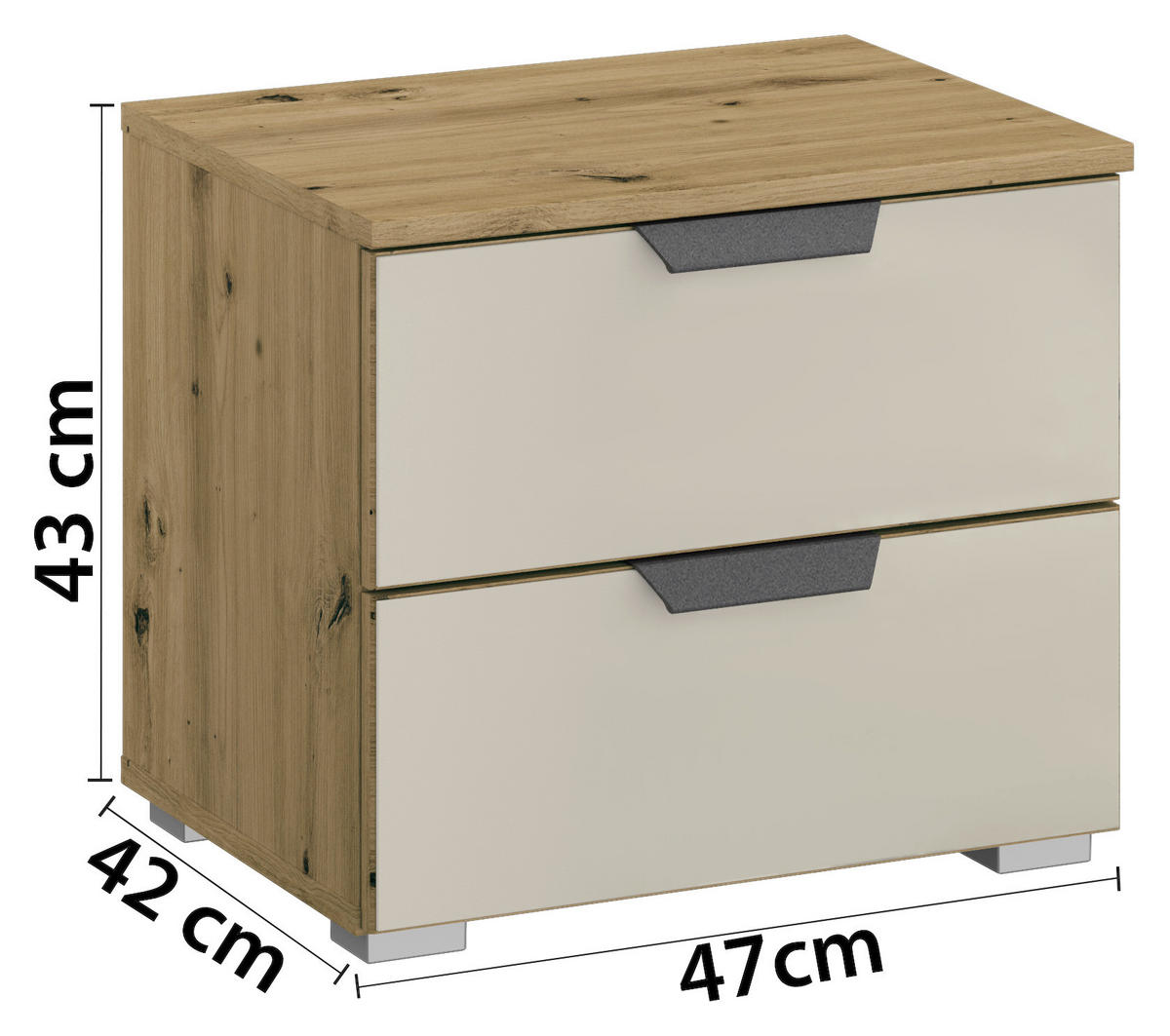 NACHTSCHRANK 40/42/42 cm  - Champagner/Alufarben, MODERN, Glas/Holzwerkstoff (40/42/42cm) - Rauch Möbel