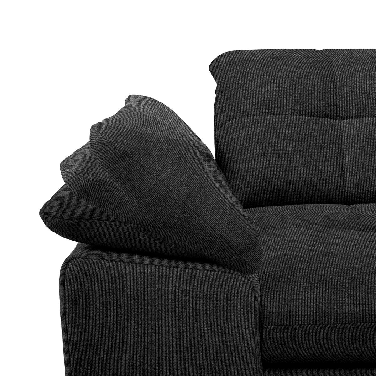 ECKSOFA in Mikrofaser Graphitfarben  - Chromfarben/Graphitfarben, Design, Textil/Metall (265/180cm) - Carryhome