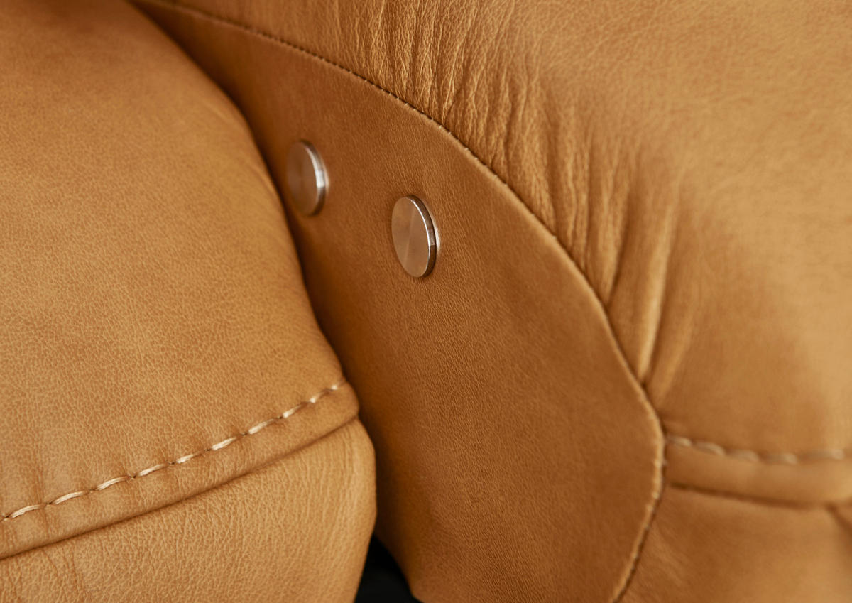 ECKSOFA in Echtleder Orange  - Edelstahlfarben/Orange, Design, Leder/Metall (258/292cm) - Hukla