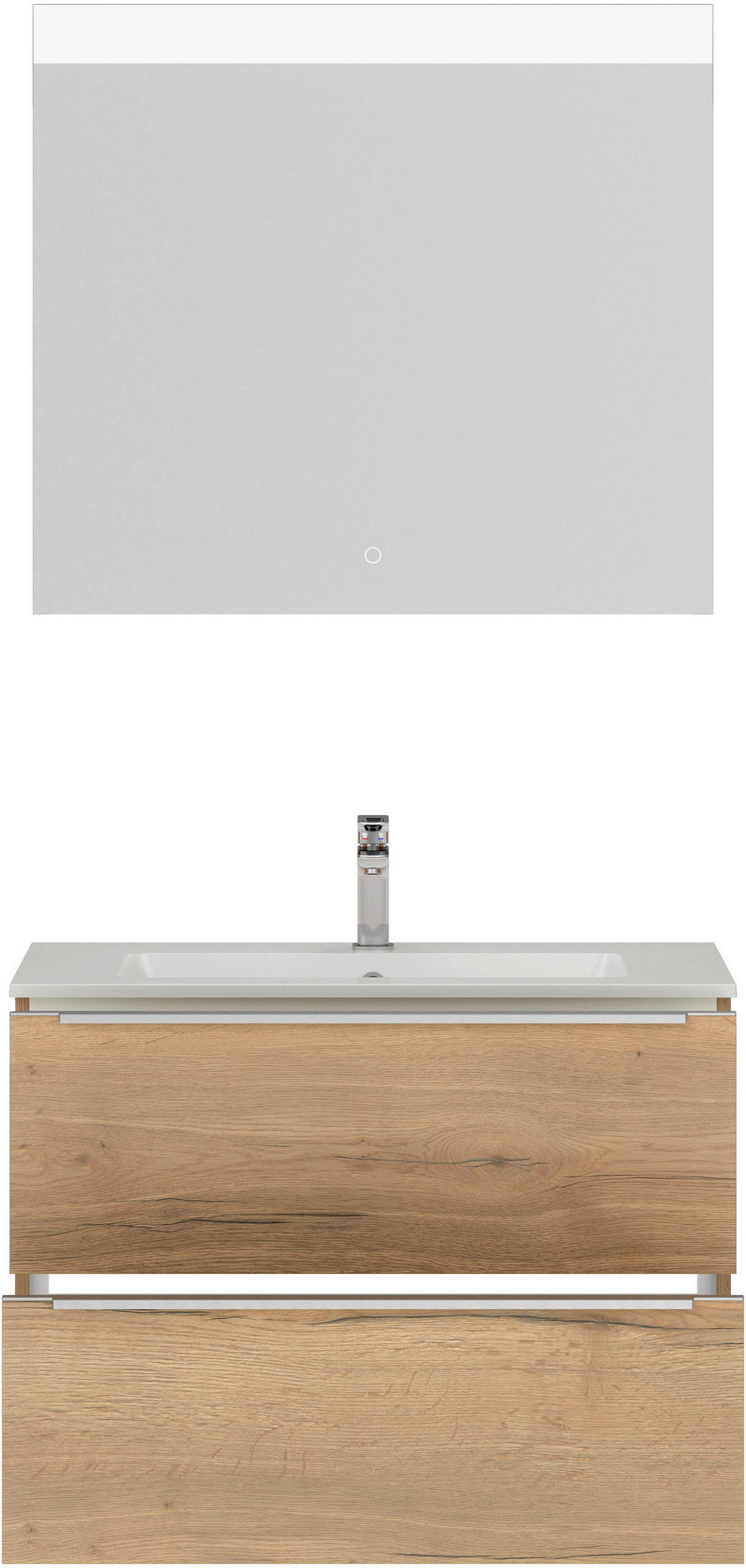 BADEZIMMER 3-teilig  in 81 cm  - Edelstahlfarben/Eichefarben, MODERN, Holzwerkstoff/Stein (81cm) - Nobilia