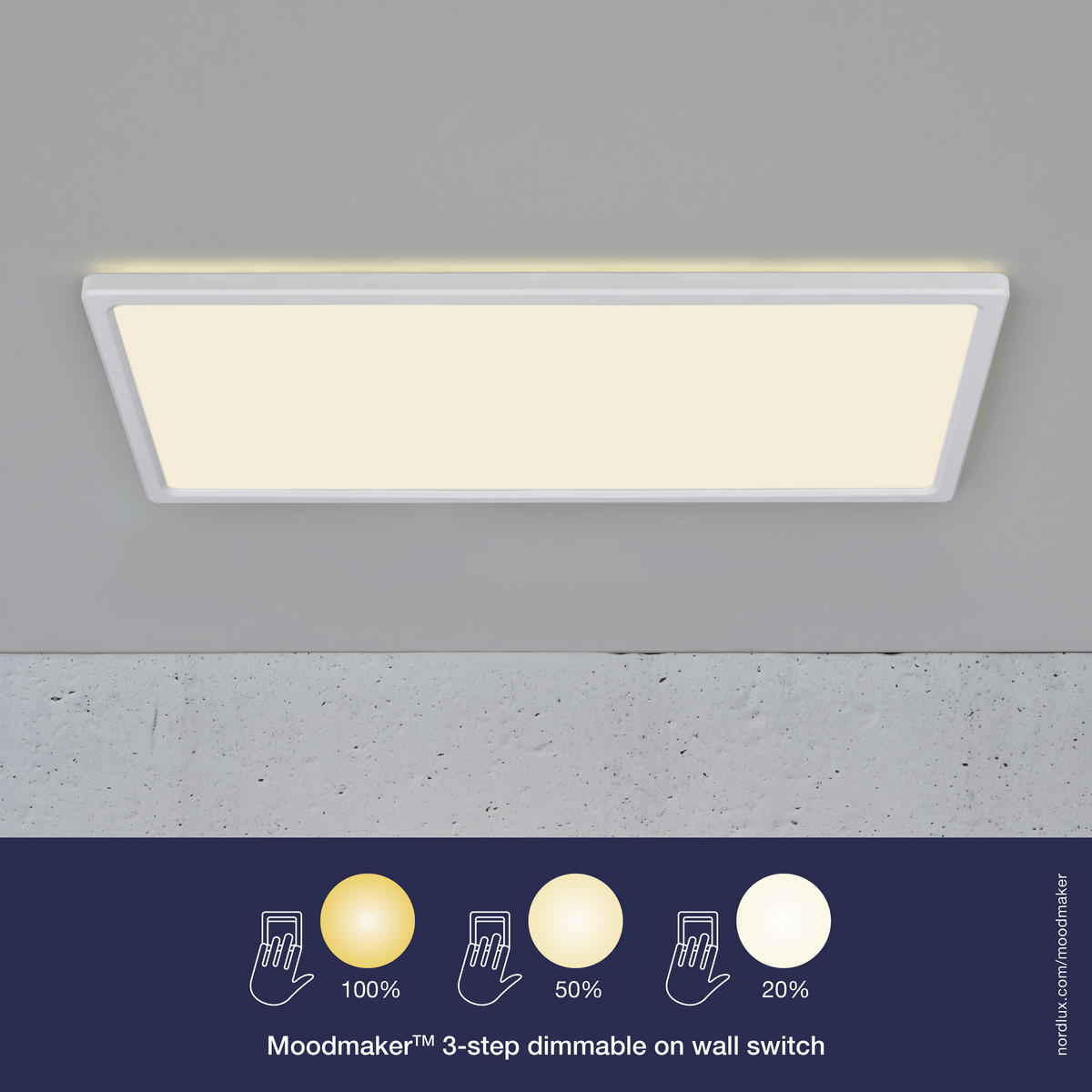 DECKENLEUCHTE Harlow 59,5/24,4/2,3 cm   - Weiß, Design, Kunststoff (59,5/24,4/2,3cm) - Nordlux
