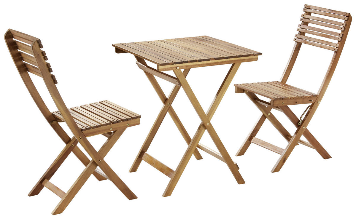 BALKONSZETT  3 részes  - akáciaszínű, Natur, fa (60/55/74/89,5/60/38,5cm) - Ambia Garden