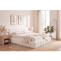 POLSTERBETT 140/200 cm  Creme  - Creme/Schwarz, Modern, Holz/Kunststoff (140/200cm) - Livetastic