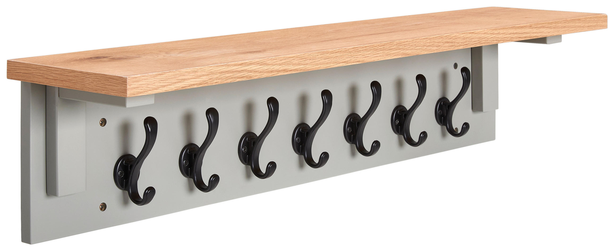 CUIER DE PERETE CU CÂRLIGE - culoare natur/gri, Lifestyle, lemn/metal (90/20/20cm) - MID.YOU