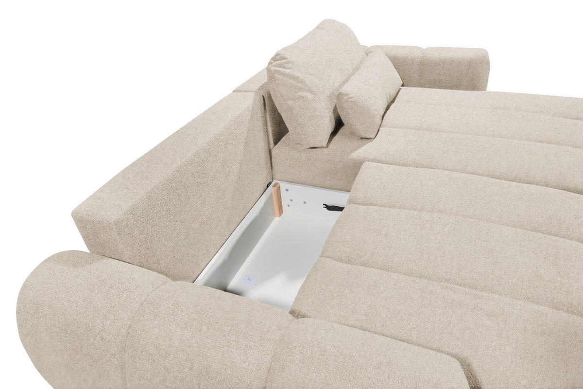 ECKSOFA Webstoff Perlmutt  - Perlmutt/Schwarz, Design, Kunststoff/Textil (260/192cm) - MID.YOU