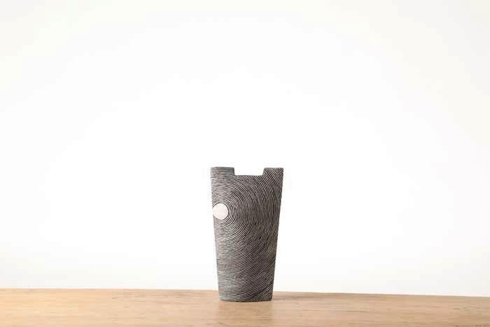 VÁZA  - szürke, Basics, műanyag (21/8/38cm)