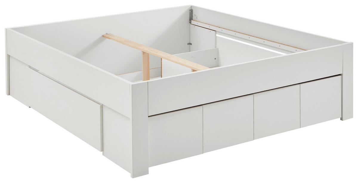 PAT CU SPAȚIU DE DEPOZITARE 180/200 cm  in alb   - alb, Konventionell, material pe bază de lemn (180/200cm) - Carryhome