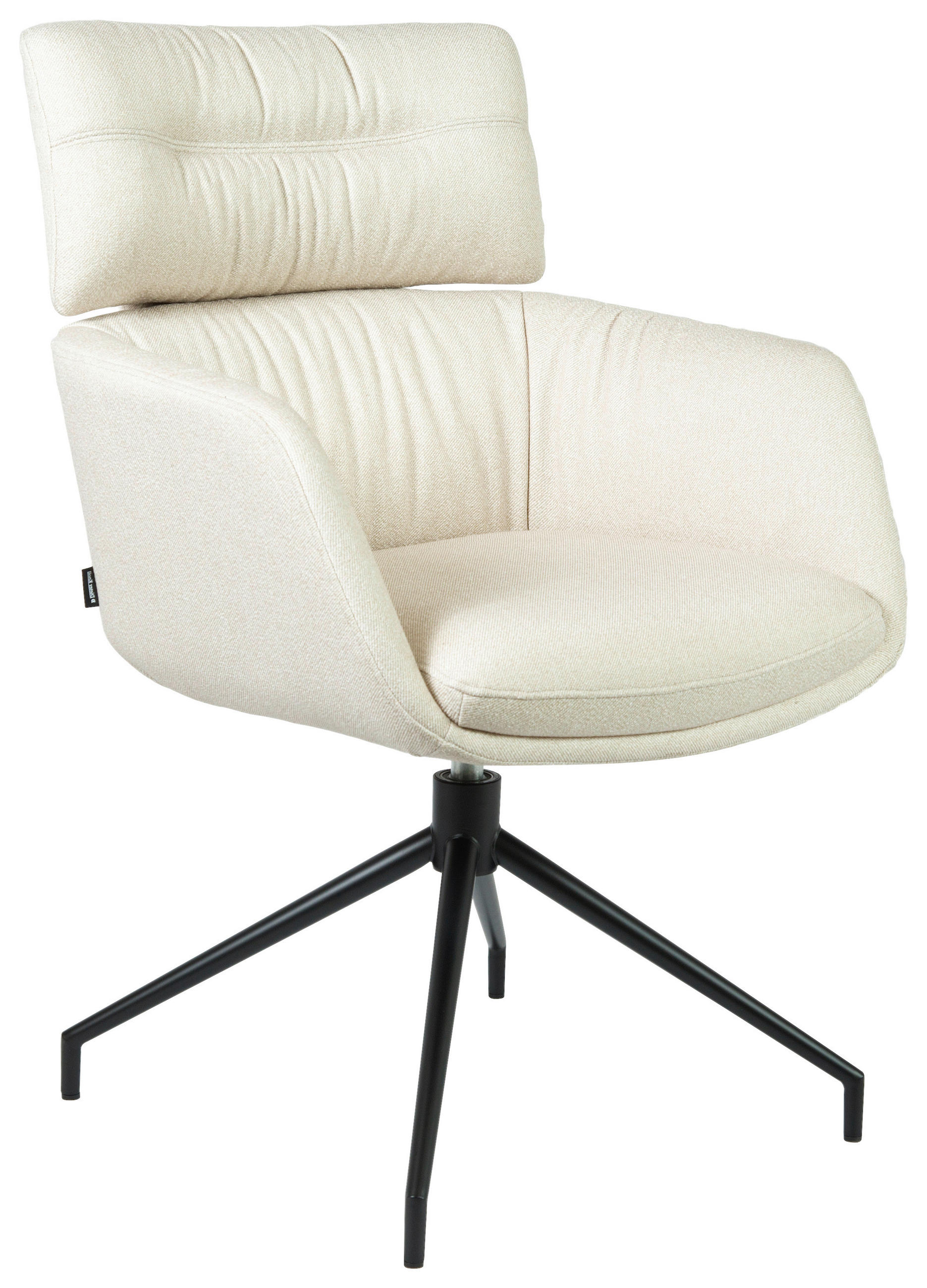 ARMLEHNSTUHL  Stoffauswahl, Sitzfläche 360° drehbar, automatische Rückholfunktion Webstoff  Schwarz, Beige  - Beige/Schwarz, Design, Textil/Metall (62/92/66cm) - Dieter Knoll