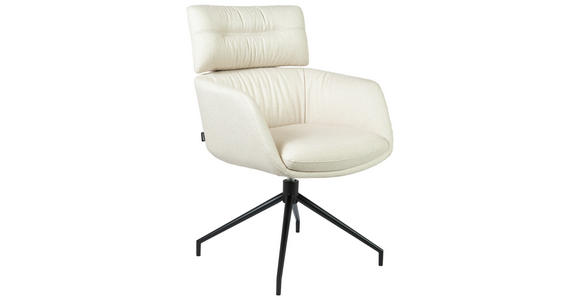 ARMLEHNSTUHL  Stoffauswahl, Sitzfläche 360° drehbar, automatische Rückholfunktion Webstoff  Schwarz, Beige  - Beige/Schwarz, Design, Textil/Metall (62/92/66cm) - Dieter Knoll