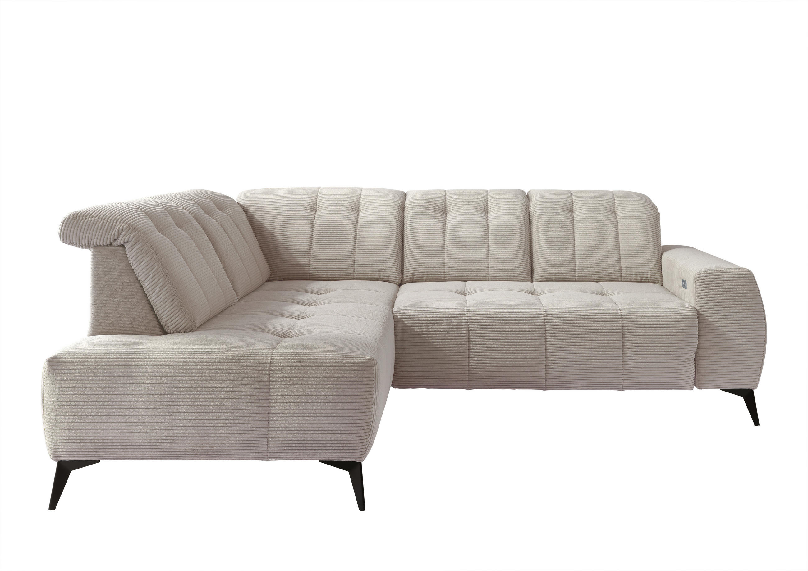 ECKSOFA in Cord Beige  - Beige/Schwarz, Modern, Textil/Metall (200/261cm) - Livetastic