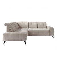 ECKSOFA Beige Cord  - Beige/Schwarz, MODERN, Textil/Metall (200/261cm) - Livetastic