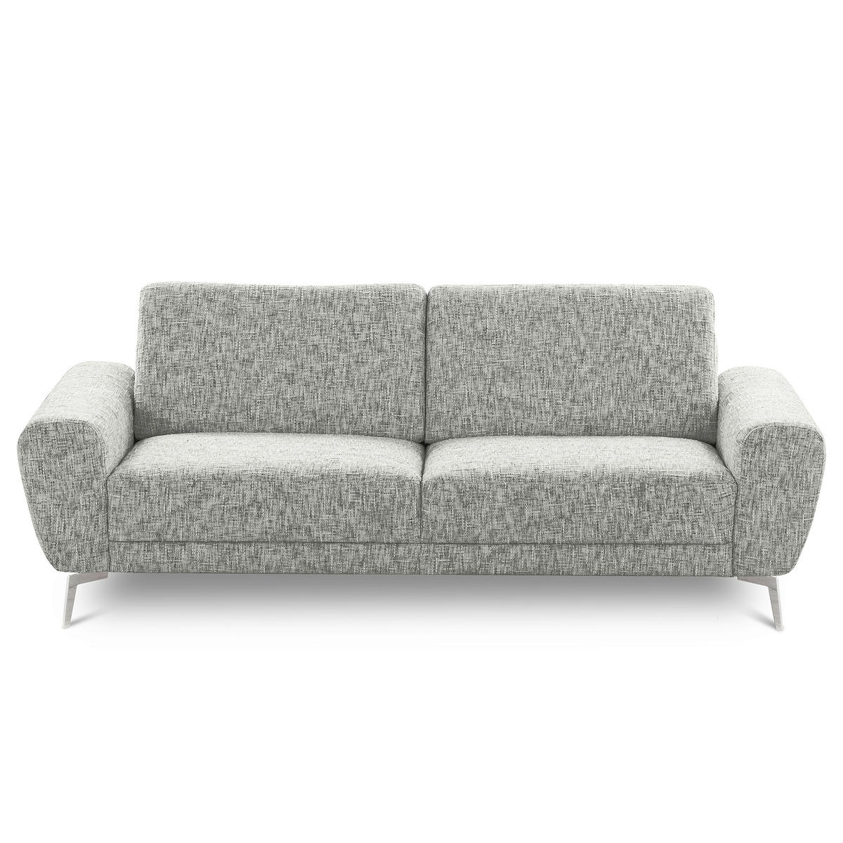 3-SITZER-SOFA Webstoff Grau  - Chromfarben/Grau, Design, Textil/Metall (187/85/92cm) - Livetastic