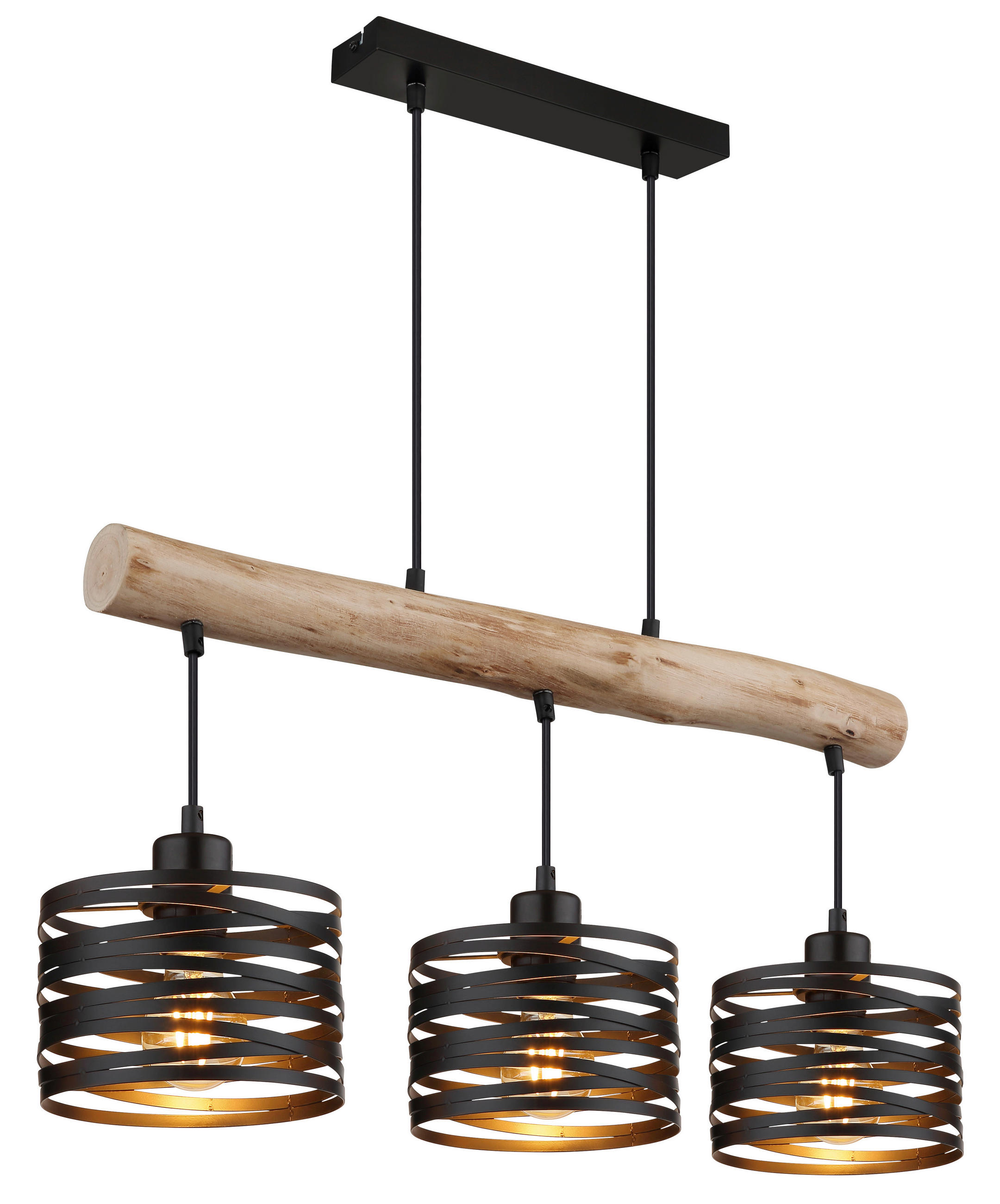 HÄNGELEUCHTE Timbera 70/17/120 cm  - Schwarz/Naturfarben, Natur, Holz/Kunststoff (70/17/120cm) - Globo