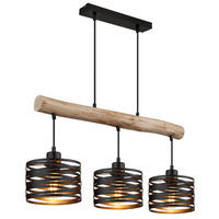 HÄNGELEUCHTE Timbera 70/17/120 cm  - Schwarz/Naturfarben, Natur, Holz/Kunststoff (70/17/120cm) - Globo