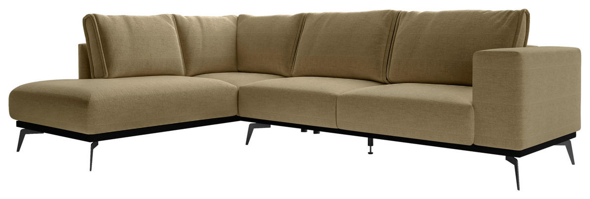 ECKSOFA in beflockt Goldfarben  200/293 cm  - Beige/Goldfarben, Design, Holz/Textil (200/293cm) - MID.YOU
