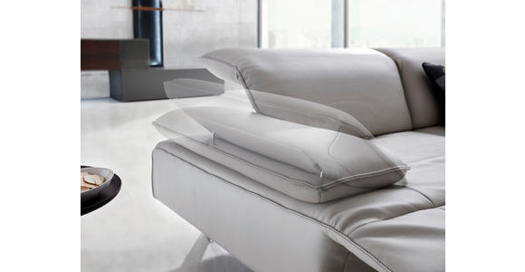 WOHNLANDSCHAFT Silberfarben Echtleder - Dunkelgrau/Anthrazit, Design, Leder/Metall (291/229cm) - Ambiente