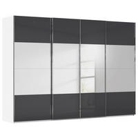 SCHWEBETÜRENSCHRANK  in Schwarz, Weiß  - Chromfarben/Schwarz, Design, Glas/Holzwerkstoff (316/235/68cm) - Novel