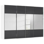 SCHWEBETÜRENSCHRANK  in Schwarz, Weiß  - Chromfarben/Schwarz, Design, Glas/Holzwerkstoff (316/235/68cm) - Novel