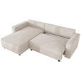 ECKSOFA Naturfarben Cord Zierkissen, Rückenkissen, Bettkasten, Schlaffunktion, Rücken echt, Liegefläche im Originalstoff  - Schwarz/Naturfarben, MODERN, Kunststoff/Textil (190/280cm) - Carryhome