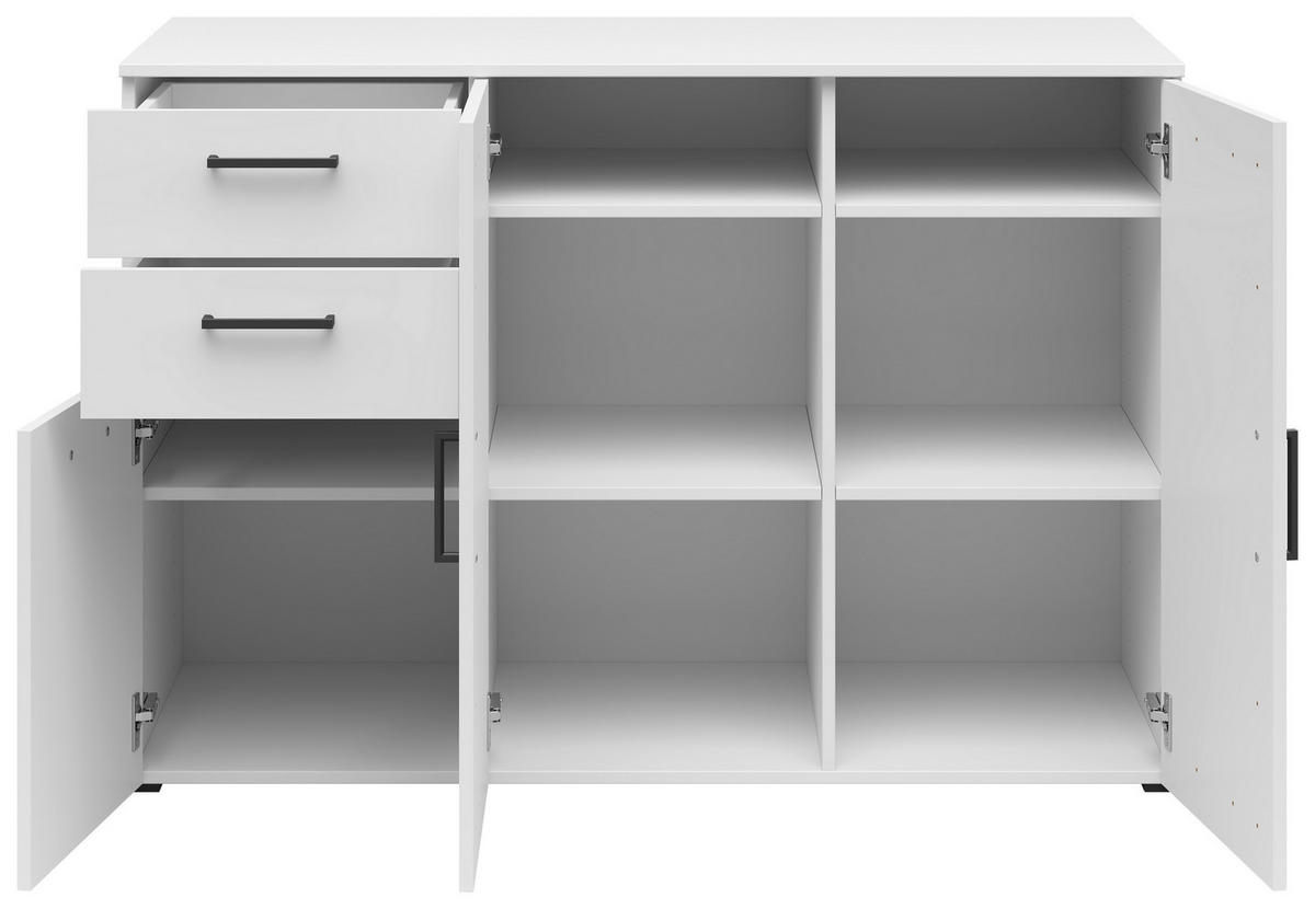 KOMODA, bílá, 120/83/52 cm - bílá/černá, Moderní, kompozitní dřevo/plast (120/83/52cm) - Carryhome