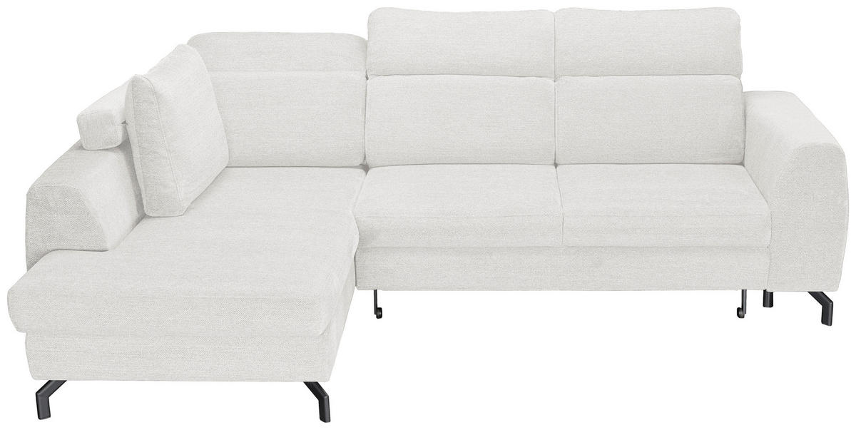 ECKSOFA Weiß Chenille  - Schwarz/Weiß, KONVENTIONELL, Textil/Metall (185/266cm) - Carryhome
