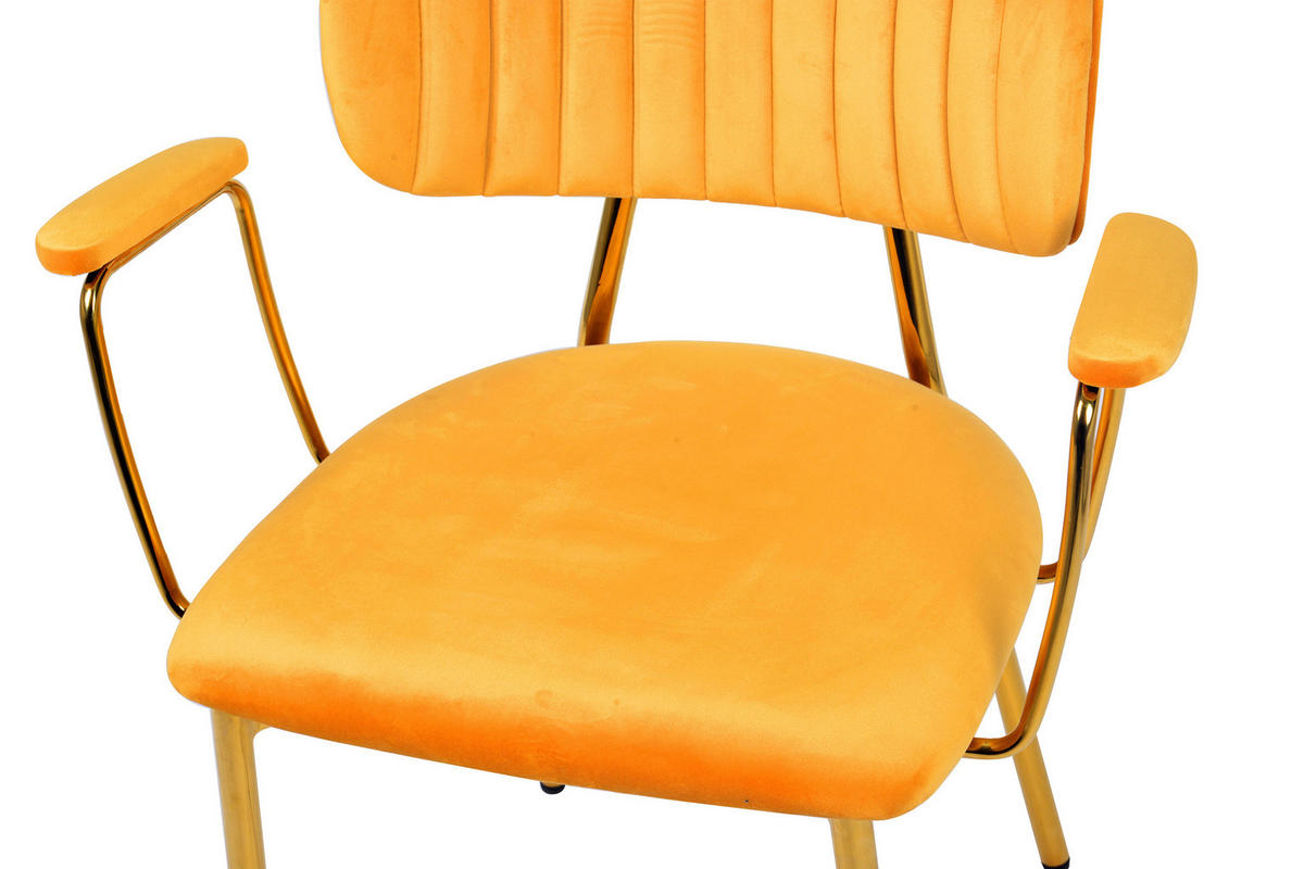 SADA STOLIČIEK S PODRÚČKAMI 2 kus - oranžová/zlatá, Modern, kov/textil (63/80/51cm) - MID.YOU