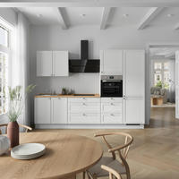 KÜCHENBLOCK Frame 300 cm  in Weiß, Eichefarben  - Edelstahlfarben/Eichefarben, MODERN, Holzwerkstoff/Metall (300cm) - Nobilia