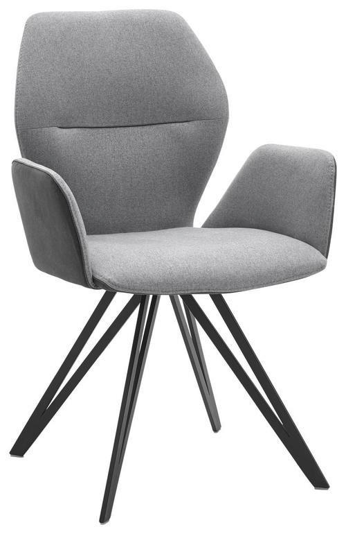 ARMLEHNSTUHL  in Webstoff, Mikrofaser  - Anthrazit/Silberfarben, Design, Textil/Metall (62/91/59cm) - Valnatura