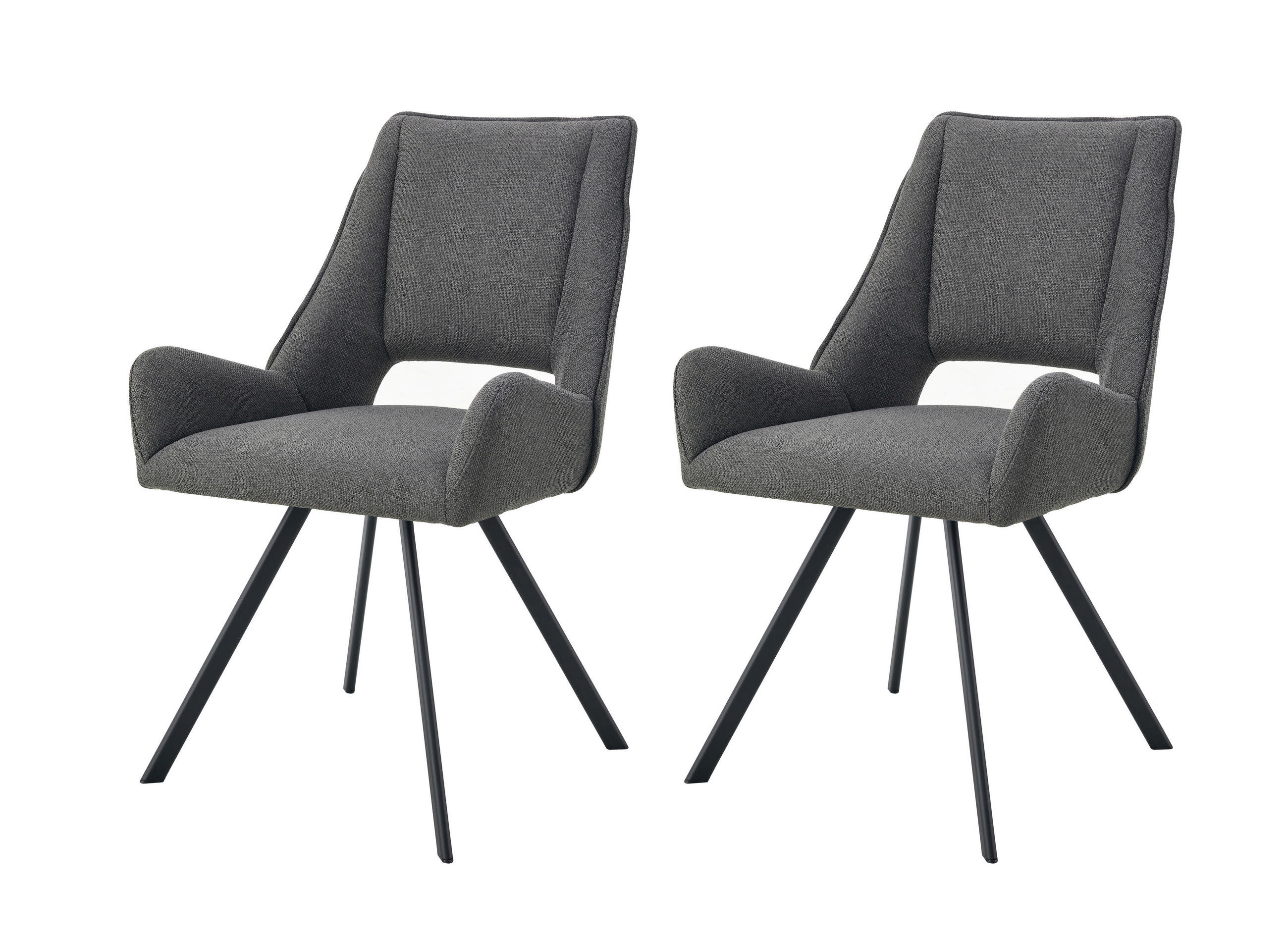 STUHL-SET 2 Stück  in Webstoff  - Anthrazit/Schwarz, MODERN, Textil/Metall (56/91/63cm) - MID.YOU