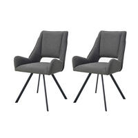 STUHL-SET 2 Stück  in Webstoff  - Anthrazit/Schwarz, MODERN, Textil/Metall (56/91/63cm) - MID.YOU