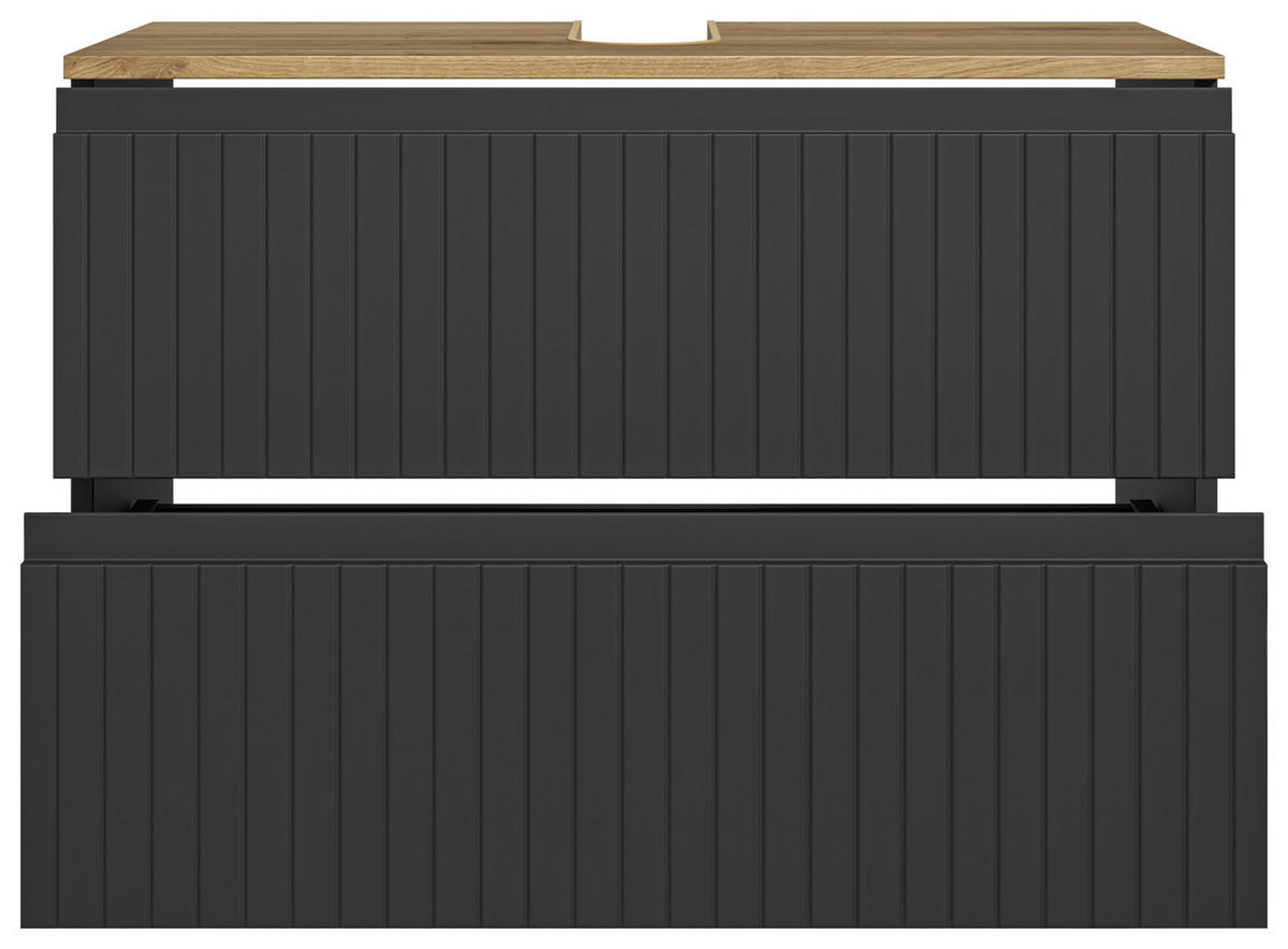 WASCHBECKENUNTERSCHRANK 80/57/36 cm  - Eichefarben/Schwarz, MODERN, Holzwerkstoff/Kunststoff (80/57/36cm) - MID.YOU
