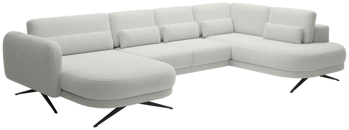 WOHNLANDSCHAFT in Webstoff Creme  - Creme/Schwarz, Design, Textil/Metall (104/346/111cm) - Livetastic