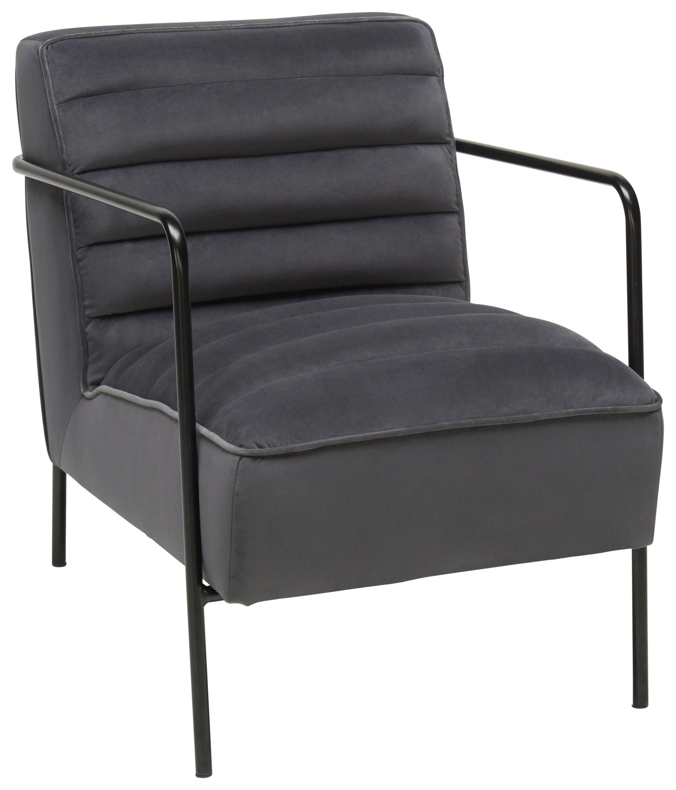 Fotoliu din metal, textil, gri, negru - negru/gri, Trend, metal/textil (57/72/76cm) - Xora