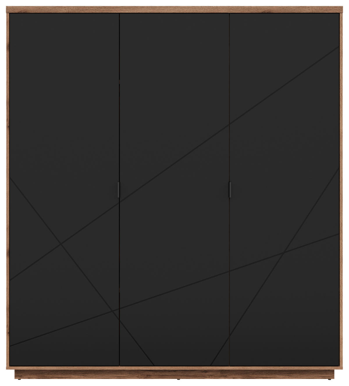 OMARA S KLASIČNIMI VRATI, črna, barve hrasta  - črna/barve hrasta, Moderno, kovina/leseni material (180/200,5/56,5cm) - MID.YOU