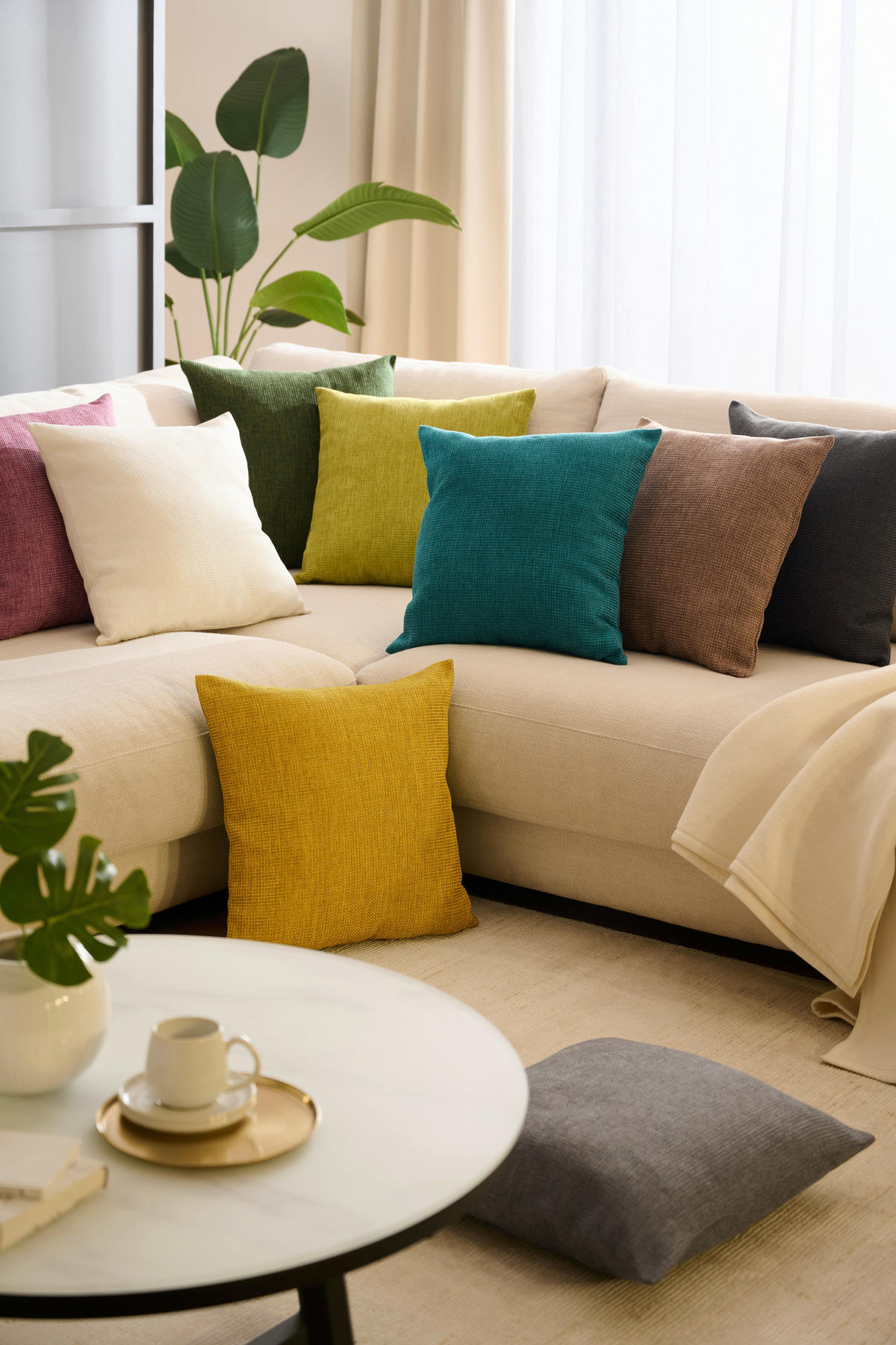 ZIERKISSEN    - Taupe, Basics, Textil (48/48/10cm) - Novel